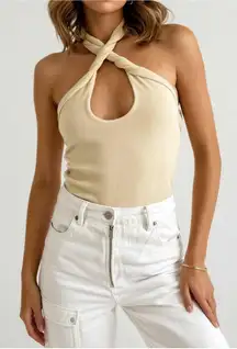 WITH JÉAN Erin Wrap Around Top, Buttercream, Medium