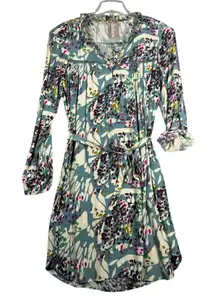 Dolan Left‎ Coast Dress Blue Pink Floral Print Wanderlust Colorful Casual Small