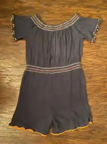 🩵ANTHROPOLOGIE THML Off the Shoulder Embroidered Romper, Medium