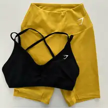 Gymshark Training Cycling Shorts & Back Gains Sports Bra Set
