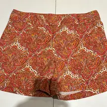 Talbots Shorts Paisley 5” Middies Red/Orange Classic Mom Perfect Beach Short 6