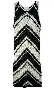 Wind & Willow Black & White Crocheted Sleeveless Lined Dress women sz M