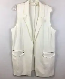 Chico’s Long Open Front Sleeveless Ponte Knit Zip Pocket Vest L