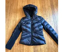 Blanc Noir Women's Puffer Full Zip Down & Feather Jacket Size Small Black
