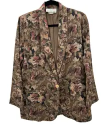 Vintage Cottagecore Whimsigoth Grandmacore Blazer Jacket Sz Medium Floral Print