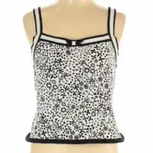 Sigrid Olsen Knit Tank Floral Black White Bow y2K style L