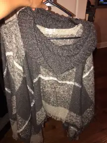 Woven Oversized Poncho 