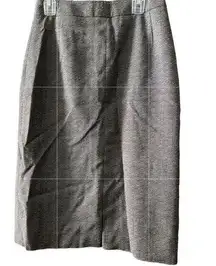 Boss Hugo Boss Valesana Pencil Skirt Front Slit Size 2 Gray Herringbone