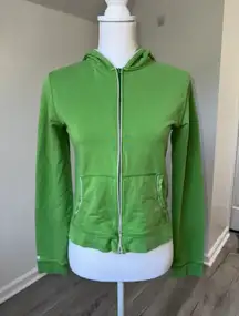 Abercrombie & Fitch Lime Green Zip Hoodie Y2K Fitted Medium Retro Stretch VTG