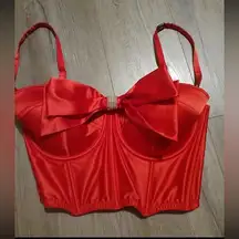 Victoria's Secret NWT  Red Bow Corset Bustier Top 34DD