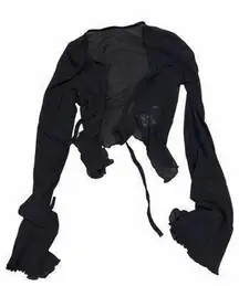 mesh crop tie front cardigan