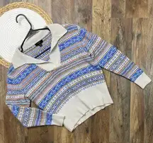 J Crew Fair Isle Sweater Retro 70s-Inspired Womens XS Lambswool Blend​