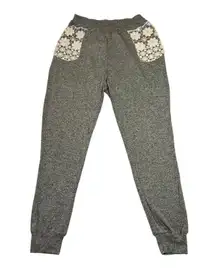 Romeo & Juliet Couture Pull On Jogger Pants Size S Crochet Trim Loungewear Boho