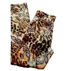 Nicole Max Tiger & Paisley Print Cotton Straight Leg Slacks Pants size 8
