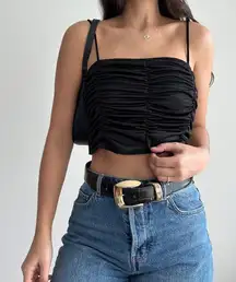 Black ruched cami crop top