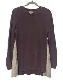 LOGO by Lori Goldstein Lace Knit Tunic Sweater size large