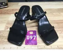 Jeffrey Campbell Jamm Women's 6 Black Patent Leather Block Heel Slide Sandals