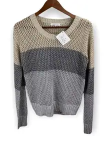 Minnie Rose Metallic Knit Colorblock Sweater Size S