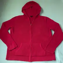 TALBOTS waffle knit thermal zip up hooded jacket 2 pockets fuchsia pink size LP