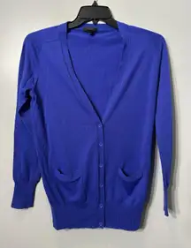 J. Crew Merino Wool Cardigan Periwinkle Blue Button Down Sweater Size Large EUC