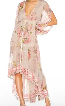 ROCOCO SAND Melody Maxi Dress Colorful Floral Pastel Watercolor Small Hi-Low‎