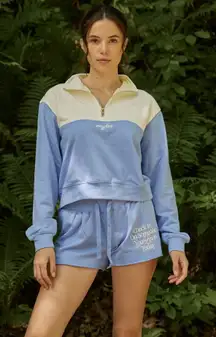 The Mayfair Group check in on someone half zip sweater cream and blue S/M