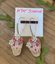 BETSEY JOHNSON SKULL OPULENT FLORAL SKULL EARRINGS