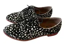 DV Dolce Vita Animal Print Calf Hair Oxford Leather Flats Beige Brown Lace Up 6