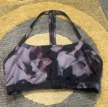 T Back Luxe Bra Dark Floral Print Sports Bra Un-Padded Size Small