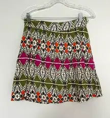 Criss Cross Green Orange Colorful Simple Mini Skirt Size M