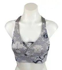 Varley Gray Snakeskin Scoop Neck Racerback Pullover Workout Sports Bra Size S