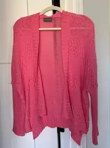 Wooden Ship Open Knit Pink Open-Front Sweater