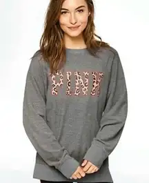 Victoria’s Secret PINK Gray Cheetah Flannel Sweatshirt