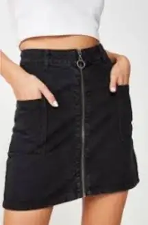 Cotton On Vintage-Style A-Line Mini Skirt With Front Zipper & Pockets Size 6 91%