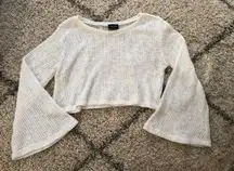 Audrey white bell sleeve cropped sweater