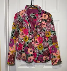 REDD JEANS Womens 8 Floral Sequin Pink Button Down Blazer Jacket VTG