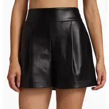 Susana Monaco Faux‎ Leather Pleated Shorts black size Large
