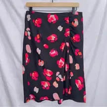 Cabi 5513 Petal Floral Print High Waisted A-line Skirt in Cranberry Crush