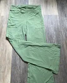 AERIE Matcha Green Flare Leg Cotton Low Rise Y2K Retro Yoga Pilates Pants Large