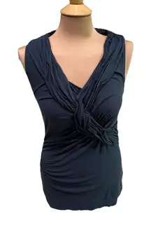 Anthropologie Butterfly Navy Ruched Twist Front Tank‎ Top Basic Boho