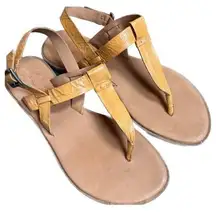 Kork-Ease T-Strap Yellow Patent Leather Ankle Strap Summer Thong Sandal 8