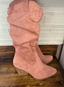 Cato Pink Faux Suede Heeled‎ Boots Size 11 Wide