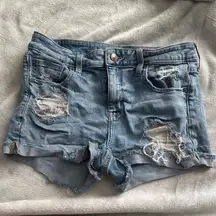 American Eagle Blue Distressed Denim Cut-Offs
