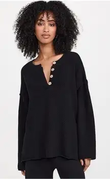 Free People Black Hailee Sweater Wooden Buttons Loungewear Size XS