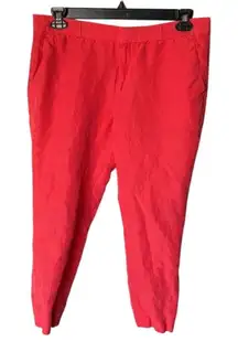 Banana Republic Linen Blend Ankle Pants Size 10 Red Coral Straight Leg Resort