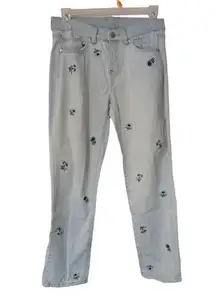 Soho Womens Mid Waist Straight Leg Relaxed Fit Jeans Gray Floral Sz‎ 4