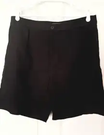 NYDJ Black Linen Blend Pleated Shorts Size 12