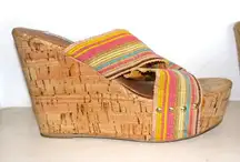 Steve Madden Pride Stripe Cork Wedge Sandals 8.5