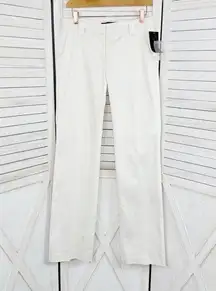 Zara Straight Leg Full Length Dress Pants Ivory Size 6 Cotton Twill Trousers