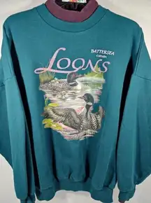 Vintage Daquin Battersea Canada Loons Ducks Nature Dark Sweatshirt Women's Large